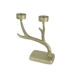Golden Antler Candle Holder Metal Decorative Centerpiece for Holiday <b>Table</b> Decor - Product Image 2