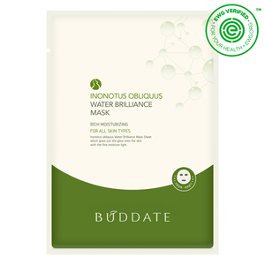Masque Visage Hydratant, Nourrissant, Éclaircissant et Blanchissant BUDDATE à l'Extrait de Champignon Chaga Inonotus Obliquus - Éclat Cristallin - Product Image 1