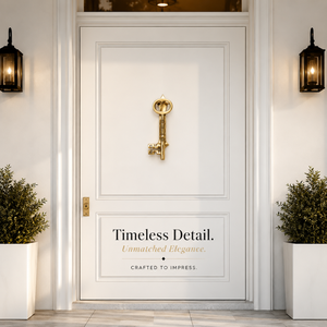 Timbre de Puerta Decorativo de Latón Vintage con Diseño de Llave de Esqueleto, Herraje de Lujo Antiguo para Puertas Principales, Acento de Entrada para Hogares, Villas y Hoteles - Product Image 2