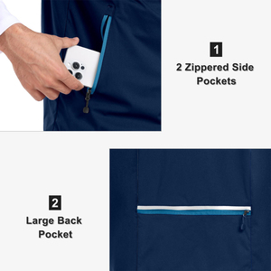Blouson de baseball court pour adulte à col montant, ourlet ajustable, en tissu extensible, avec poche zippée - Product Image 3