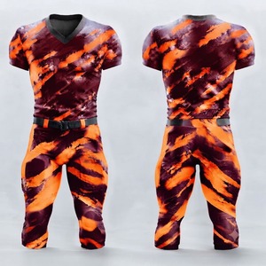 Uniforme de football américain sublimé à rayures de tigre pour hommes, maillot ajusté à manches courtes et pantalon, évacuation de l'humidité, toutes saisons - Product Image 1
