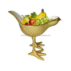 Bol en aluminium en forme d'oiseau de qualité supérieure avec revêtement intérieur en émail et finition extérieure dorée pour fruits à des prix abordables du fournisseur - Product Image 5
