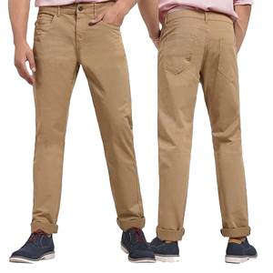 Pantalon décontracté en coton pour homme, coupe droite, taille mi-haute, braguette boutonnée, anti-plis, poches, idéal pour l'automne - Product Image 3