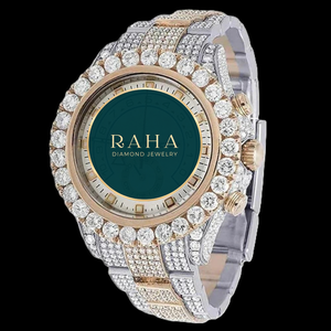 RAHA Luxury Moissanite Quartz Watch Women's Analog Sapphire Crystal Dial Roman Numeral Case 42mm Stainless Steel Band 20mm - Product Image 2