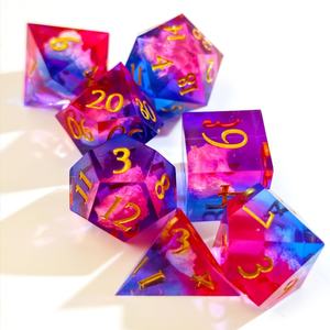 Purple Liquid Core DND <b>Dice</b> <b>Set</b> 7pcs Sharp Edge Resin Polyhedral <b>Dice</b> Gold Numbers Square Eco-Friendly for Dungeons Dragons RPG - Product Image 6
