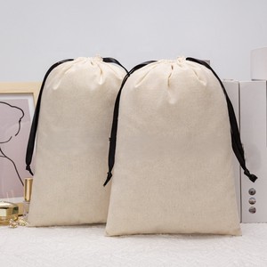 Sacs d'emballage personnalisés en polyester/coton avec cordon de serrage, imprimés numériquement, écologiques, lavables, réutilisables, résistants à l'eau - Product Image 1