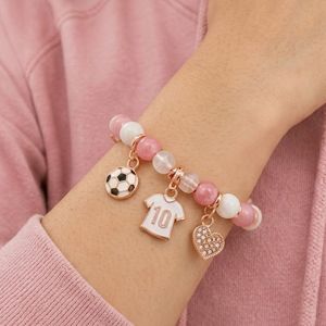 Bracelet de charme de football personnalisé avec pendentif maillot de foot numéro 10, bracelet sport en acier inoxydable pour cadeaux d'équipe - Product Image 3