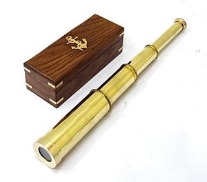 Telescopio Náutico de Latón con Caja de Madera de Palisandro, Telescopio de Latón de 15 Pulgadas, Decoración Rústica Vintage para el Hogar, Regalos - Product Image 3