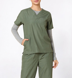 Uniformes Médicos Elásticos Personalizados al por Mayor con Logotipo, Traje de Enfermería Unisex, Ropa de Trabajo de Verano de Poliéster y Spandex, Servicio OEM - Product Image 1