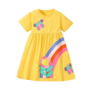 Proveedor Mayorista de Ropa Infantil, Vestido para Niñas Pequeñas, Estampado Floral Bonito, Cómodo para Uso Diario, Precio de Fábrica - Product Image 1