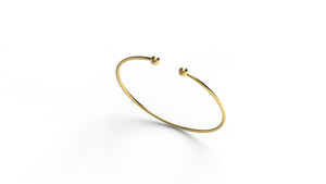18K Gold Open Cuff <b>Bangle</b> <b>Bracelet</b> Plain Double Ball Bead <b>Bracelet</b> Minimalist Stacking <b>Bangles</b> Jewelry For Women Everyday Wear - Product Image 2