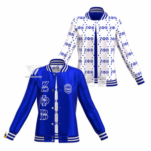Chaqueta Universitaria Reversible Bordada y Sublimada Personalizada al por Mayor para Mujeres de la Hermandad Griega Zeta Phi Beta - Product Image 1