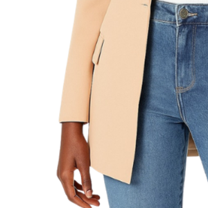 Blazer Largo Color Champán para Mujer, Corte Entallado, Frente Abierto, Ropa Formal de Oficina, Estilo Casual de Negocios, Prenda de Moda - Product Image 3
