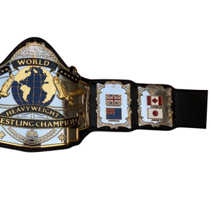 Ceinture de champion de lutte mondiale de qualité supérieure avec accents dorés et design de drapeau international - Product Image 3