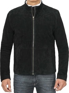 <b>Mens</b> Black Suede Leather Shirt Western <b>Trucker</b> Style Genuine Leather <b>Jacket</b> - Product Image 2
