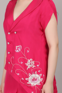 Conjunto de 2 piezas de moda femenina moderna, color rosa, con cuentas de lentejuelas y bordados, ropa elegante de lujo. - Product Image 5