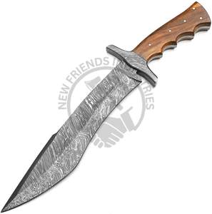 Nouvelle édition, couteau de chasse artisanal en acier damas 15 pouces, manche en bois, couteau Bowie de collection EDC, couteau de camping - Product Image 1