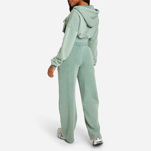Custom Women's Winter Solid Hooded Cargo Tracksuit <b>Set</b> High Neck Crop Top and <b>Joggers</b> 2 Piece <b>Matching</b> Pockets Casual Outfit - Product Image 1