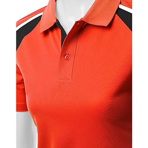 Womens <b>Orange</b> <b>Polo</b> Shirt Short Sleeve Color Blocked Quick Dry Casual Knitted 100% Polyester Regular Fit OEM Wholesale - Product Image 6