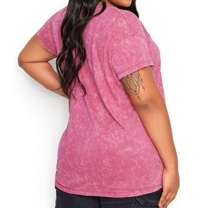 Women's Acid Wash 100% Cotton Customized Summer Casual Sport Style Latest Design with Solid <b>Pattern</b> Hole Plain T-Shirt - Product Image 3