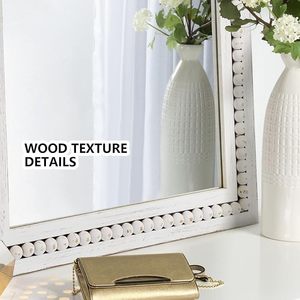 White Beaded Decor <b>Mirror</b> Rectangular <b>Wall</b> <b>Mirror</b> Vintage Decorative Hanging <b>Mirror</b> <b>for</b> Living Room Bedroom - Product Image 3