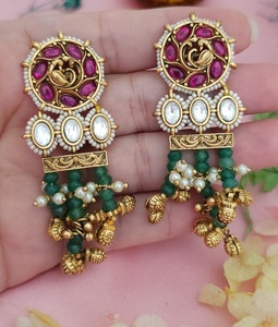 Classy Premium Quality Gold Plated Moissanite Drop <b>Earring</b> For Women Evening Look Party Wear Collection - Product Image 2