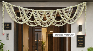 Fabric Jasmine & Tuberose Toran South Indian Wedding Door <b>Hanging</b> Malli Poo Bandhanwar Door Valance Floral Swag Entrance Garland - Product Image 2