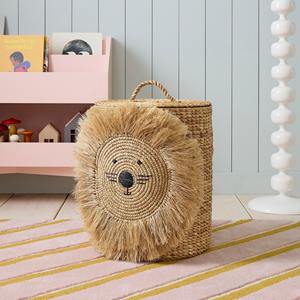 Panier rond en jacinthe d'eau tressé avec une tête de lion, panier de rangement fait main, vente en gros, écologique, fabriqué au Vietnam - Product Image 2