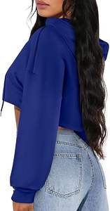 Sweat-shirt à capuche court pour femme, manches longues, style décontracté et streetwear - Product Image 3