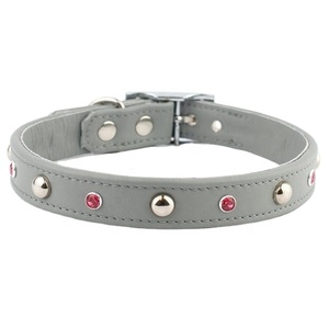 Best Quality Handmade Leather Dog Collar With Crystals <b>Studs</b> Decoration Manufacturer Supplier & Wholesaler - Product Image 1