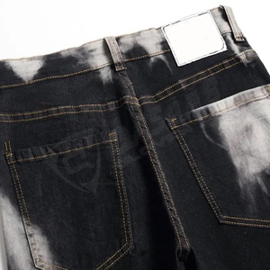 Jeans slim tendance noir et bleu, nouvelle arrivée, couture tendance, imprimé patchwork, pantalon décontracté pour homme, pantalon en denim - Product Image 4