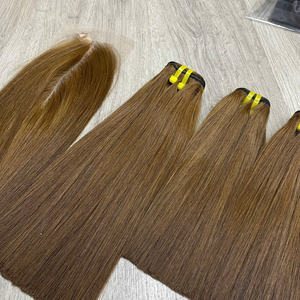Cheveux vierges vietnamiens de qualité supérieure, ultra-lisses, couleur brun miel, soyeux, tissage à double trame machine - Product Image 3