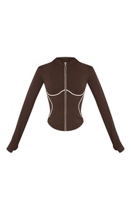 Chaqueta de yoga personalizada al por mayor para mujer, de manga larga con cremallera, ropa deportiva, top deportivo sin costuras para correr y fitness - Product Image 5