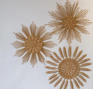 Décoration murale bohème en forme de soleil pour chambre de garçon, sculpture en rotin, décoration pour enfants, étoile suspendue en fibre de osier durable - Product Image 4
