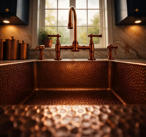 Évier de cuisine moderne de luxe en cuivre massif, fait main, à cuve unique profonde, à encastrer sous plan, pour cuisines et hôtels haut de gamme - Product Image 3