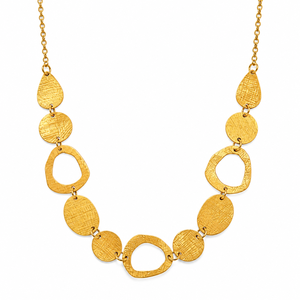 Gold Tone Brass Statement Necklace, Sculptural Curved Wave Links with Chain, Modern <b>Minimalist</b> <b>Jewelry</b>, Wholesale Bulk Supply - Product Image 6