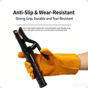 14 Inches Palm Reinforced Fleece Lining Goat Skin Leather Tig Welding <b>Gloves</b> Hot Sale Top Quality Safety Work <b>Gloves</b> For Welder - Product Image 5
