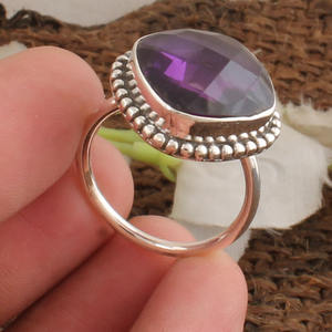 Natural Amethyst <b>Cushion</b> <b>Ring</b> 925 Sterling Silver Purple Gemstone <b>Ring</b> Wholesale Genuine <b>Cushion</b> Cut Amethyst Jewelry for Women - Product Image 1
