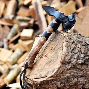 Premium Battle Ready Nordic Spike Tomahawk Custom Logo Handmade Steel Wood <b>Handle</b> Hunting Camping Tool with Leather Sheath Wrap - Product Image 6