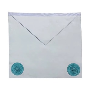 Cinturón Masónico de la Francmasonería, Azul, de Terciopelo Blanco con Rosetas, Personalizado Según la Demanda del Comprador MAP-0085 - Product Image 1