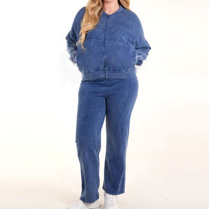 Chándal Deportivo Unisex de Algodón Puro Lavado al Ácido, Ligero, Transpirable, de Manga Larga, Personalizable, de Alta Calidad, al Por Mayor - Product Image 1