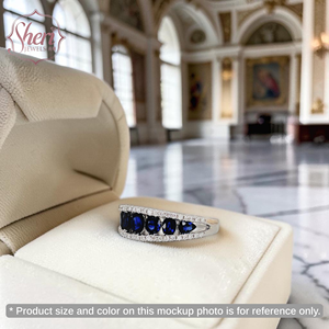 [Sheri Jewels] Anillo de Oro Blanco Sólido de 18K con Zafiro Ovalado y en Forma de Pera y Diamantes Naturales - FG/VS2-SI1 - Product Image 3