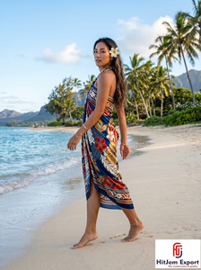 Pareo Hawaiano Personalizado con Diseño de Puntos, Sarong de Rayón Suave con Estampado Floral, Ropa de Playa Tropical, Fabricante y Proveedor OEM ODM - Product Image 6