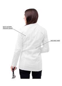 Bata de Laboratorio Blanca para Mujer, Tejida, de Algodón y Poliéster, Uniforme de Hospital, 3 Bolsillos, Cierre de Broches, Bata Médica - Product Image 3