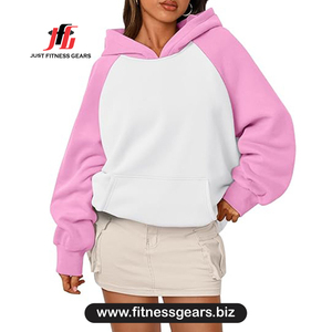 Sweat-shirt à capuche surdimensionné pour femme en molleton de coton, couleur unie, manches longues, respirant, pour l'automne - Product Image 1