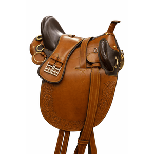 Premium Genuine <b>Leather</b> Australian Stock Saddle Wholesale <b>Tooled</b> Brown Endurance Trail Riding Saddle Equestrian Horn Saddles - Product Image 1