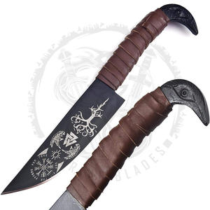 Cuchillo Vikingo Tradicional de Hoja Fija, Acero con Alto Contenido de Carbono, Grado Industrial 58HRC, Espiga Recta, para Camping, Modelo Cabeza de Cuervo - Product Image 2