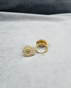 Traditionele Zonnebloem Statement Ring met Amerikaanse Diamanten, Verstelbaar, Etnische Bruidsring, Indiase Trouwring, Groothandel - Product Image 2