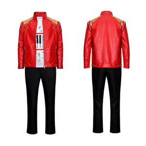 New Product Men <b>Sequin</b> Uniform MJ Dance Wear Glitter Red Halloween Vintage Michael Jackson Stage <b>Jacket</b> Pants Suits Cosplay - Product Image 2