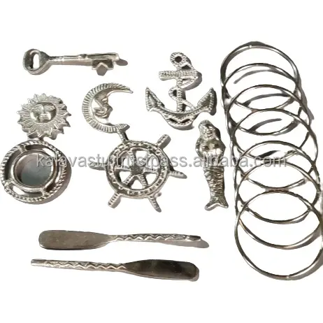 Набор инструментов Yemaya из 9 шт. с 7 кольцами, религиозные предметы из белого металла